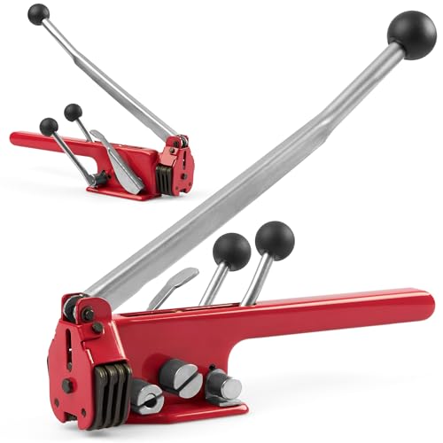 Precifilm Flejadora Manual Para Fleje de Plástico - Para Flejes de 13 y 16 mm - Con Palanca de Tensión, Sellado y Cortado - Utilizar con Uniones Metálicas - Asegura tus Envíos y Paquetes (16 mm)