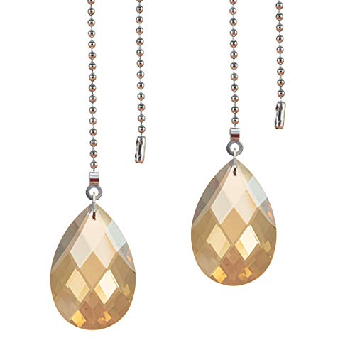 Image of 2 PCS Crystal Champagne Prism Drop Ceiling Fan Pull Chain Extender Decorative Switch
