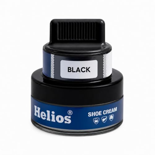Image of Helios shoe cream with applicator | Shoe Polish for Leather | Boot, Purse, Belt, Handbag, Jacket | Leather Conditioner | 48 GM