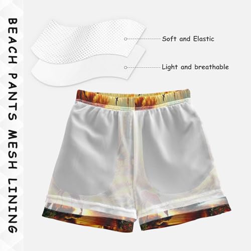 Fall Deer River Boys Swim Trunks Quick Dry Toddler Swimsuit Boy Bathing Suits Board Shorts Swimwear L Multi4