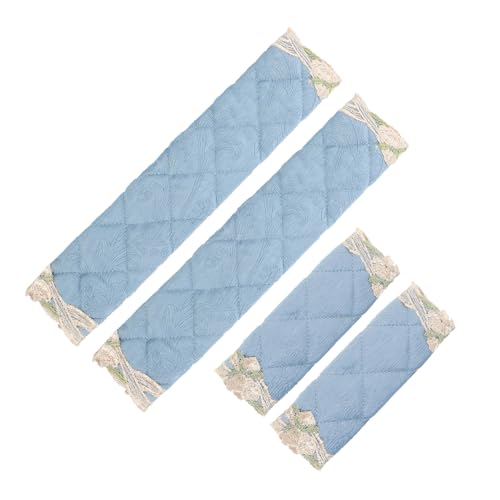 GRADENEVE 4 piezas Protector para Manijas de Frigorífico con Acolchado Grueso y Diseño Floral Cubiertas para Tiradores de Electrodomésticos de Cocina de Fundas Azul Lago y Corto Fácil de
