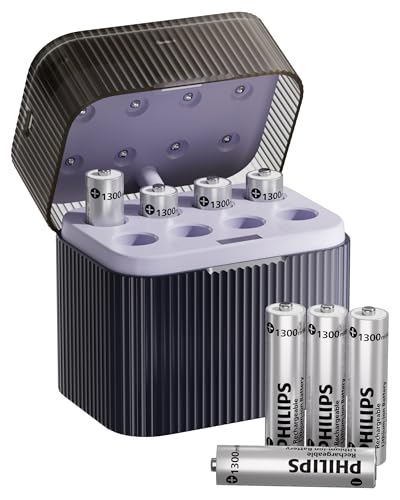 PHILIPS Rechargeable AAA Lithium Battery 8 Pack, 1.5V 1300mWh Li-ion Battery, 1200 Long Batteries Life for Game Controllers, Remote Controls, Household Electronic Devices - image 1