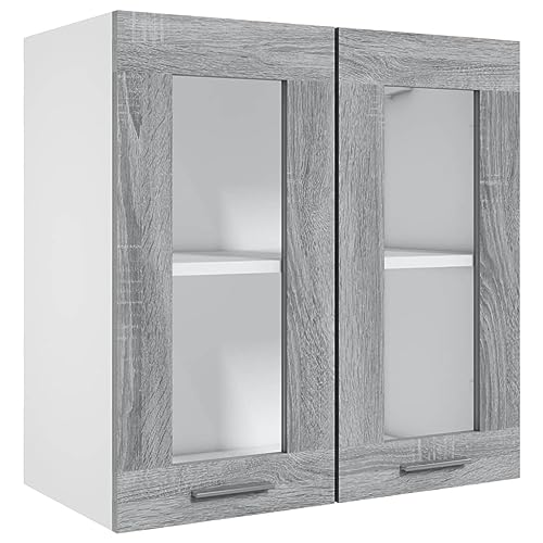 vidaXL Hängeschrank Lyon Glas Grau Sonoma 60x31x60 cm Holzwerkstoff,...
