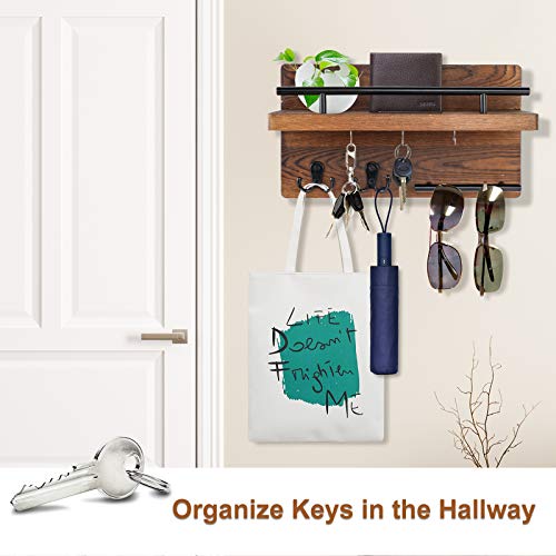Ourwarmwallmountedkeyholderhangersforwalldecorativewith5keyhookswoodenmailrackorganizerwithshelfrustichomedecorforentrywaymudroomhallwayofficebrown  Urban Country Home Decor Ourwarm wall mounted key holder hangers for wall decorative with 5 key hooks wooden mail rack organizer with shelf rustic home decor for entryway mudroom hallway office brown  urban country home decor