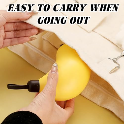 Image of Supvox Spoon and Fork Set with Case - Cartoon Banana Style Utensils Storage Case Spoon Box for Lunch Bag Yellow Handle Stainless Steel Utensils for School, Picnic, Outdoor, Office