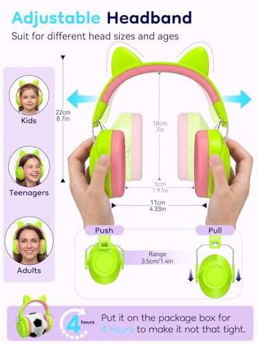 Image of Dr.meter Ear Muffs for Noise Reduction: 32dB SNR Noise Cancelling Headphones for Kids, Adjustable Kids Ear Protection for Autism Sensory, Fireworks, Concerts Toddler Hearing Protection Green