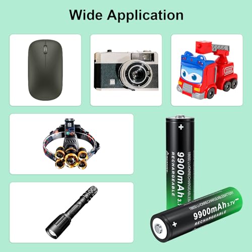 image for PAOWANG 18650 Rechargeable Battery 3.7Volt Li-ion Batteries 9900mAh Bu