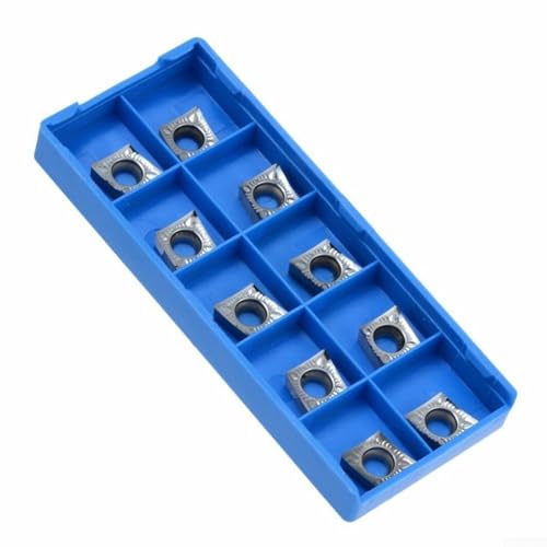 10Pcs Carbide Turning Inserts CNC Cutter Blades for Aluminum Machining,9mm Length,3mm Thickness,R0.4 Angle,CVD/PVD Coating