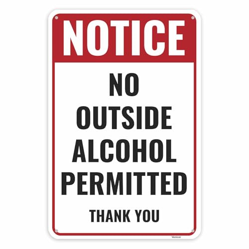 1PC No Alcohol Beyond This Point Sign 12 x 8 Inches - Aluminum