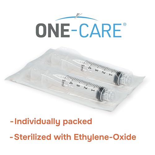 Image of MediVena ONE-CARE 5ml Luer-Lock Syringes, Sterile, 100 /bx Blister-Packed Syringes 5cc (Pack of 2)