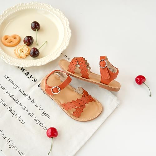 Image of Flaryzone Girls Sandals Open Toe Summer Flats Dress Sandals Shoes Toddler /Little Kid