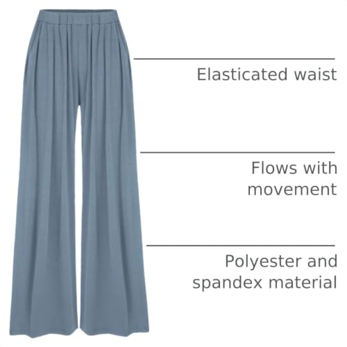 Image of CIDER Palazzo Pants for Women Wide Leg Flowy Pants with Pockets Elastic Mid Waist Summer Beach Vacation Outfits Lightweight