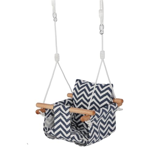 CHICIRIS Columpio para Bebés Al Aire, Asiento de Algodón Suave, Columpio Transpirable para Niños con Marco de Madera de Haya Resistente para Uso en Interiores y Exteriores, Soporta 25