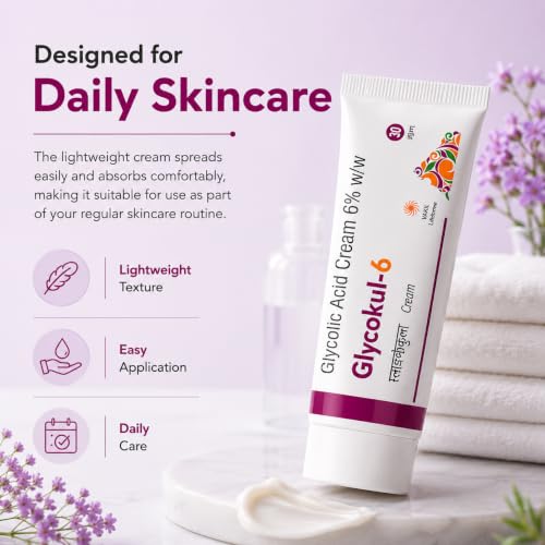 Image of Glyco 6 Glycolic Acid Face Cream 6% w /w | Exfoliating Cream for Acne, Pimples & Dark Spots | Unclogs Pores & Improves Skin Texture | Suitable for Dry & Acne-Prone Skin | 30g (Pack of 1)