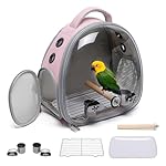Bird Carrier Cage, Pet Travel Carrier Backpack with Standing Perch,Parrot Cockatiel Carrier Bag, Food Bowl for Lovebirds Conures Parakeet Budgie Canary & Small Animal (Pink+Accessories)