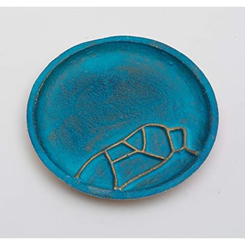MaMeMi Candle Plate Aluminium Turquoise / Gold Diameter 12 cm Cover
