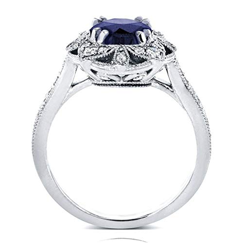 Viyuroyk 925 Sterling Silver Sparkling Sapphire Cubic Zirconia Rings Diamond Rings for Women Jewelry Findings Earring Backs Findings (US Code 6) by Viyuroyk - Image 2