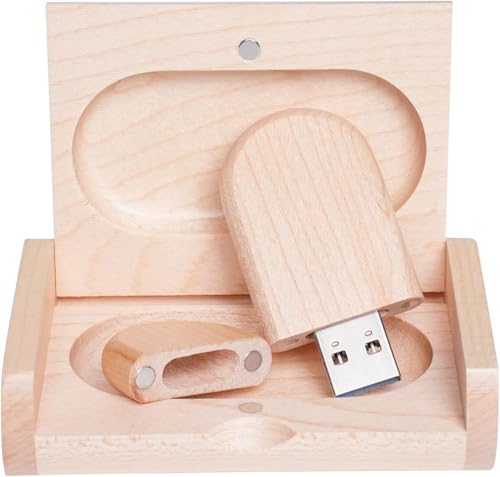 Yaxiny Memoria 2.0 USB 16GB Pendrive Hoja de Madera Divertido Pen Drive 16GB con Caja de Regalo de Madera Práctico Unidad Flash USB Almacenamiento para Regalo de Cumpleaños Llave USB