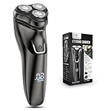 Electric Razor for Men Cordless: Wet/Dry Rotary Shaver Waterproof - USB Fast Charging & Sensitive Skin Care - Pop up Trimmer & Precision Blades Pro Black