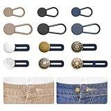 EZJIAYOU 12 Pcs Button Extenders for Jeans, Pant Waist Extenders for Women & Men, No Sew Pants Waistband Expanders, Flexible Adjustable Elastic Waist Extension 1-1.8 Inches, with a Tape Measure