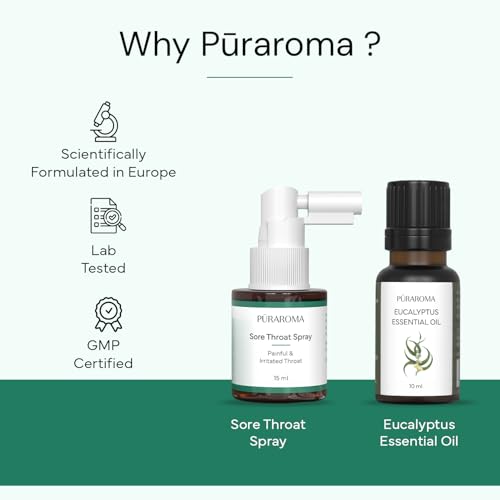 Image of Sore Throat Spray + Eucalyptus Inhaler Combo | Natural Relief for Sore Throat, Cold & Cough | Organic Eucalyptus Essential Oil | Herbal Throat Spray for Kids & Adults | Fast Acting, Chemical Free