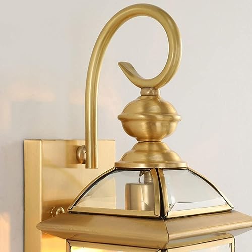 Applique extérieure E27 haut de gamme en cuivre véritable et verre étanche