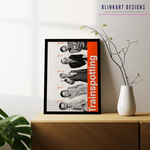 Image of BLINKART Trainspotting (1996) Movie Poster Frame 12x18 Inch | Premium 300 GSM Paper Wall Print | Vintage Film Artwork for Home, Bedroom, Living Room, Office | Framed Photo Decor
