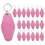 JXQGQ 20 PCS Motel Keychain Blank Hotel Keychains DIY Vintage Keychains Blanks for Vinyl Plastic Heat Transfer Keychain (Pink)