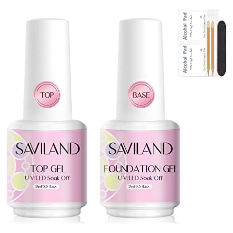 Saviland 2pcs*15ml Base & Top Coat U V Set - No Wipe Shine Überlack Unterlack Nagellack Gel Soak Off Clear Nagellack Gel Nagelzubehör Cover