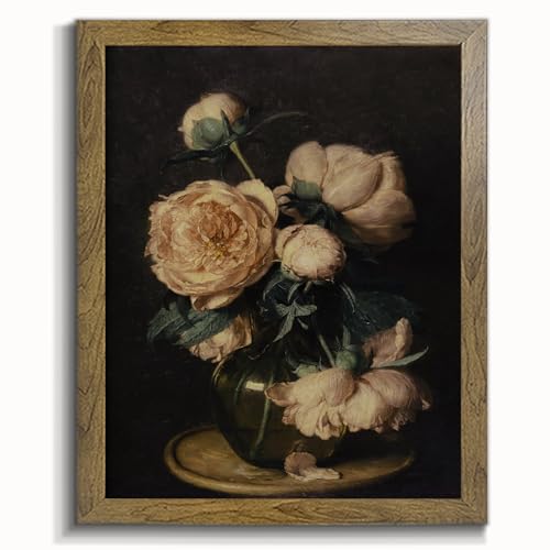 Vintage Floral Wall Art - Moody Farmhouse Canvas Decor