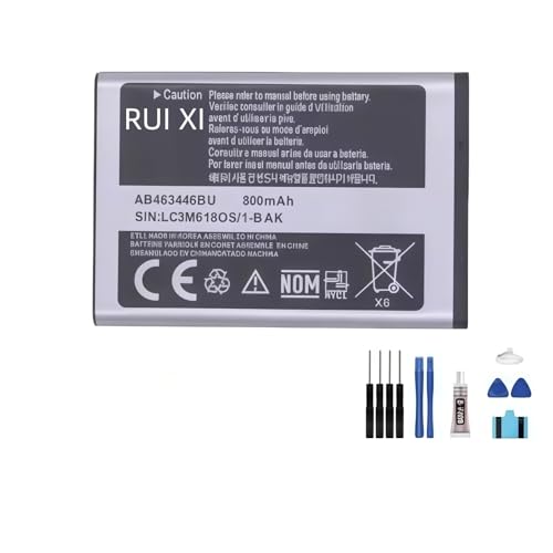RUI XI Batería compatible con Samsung B2100 C3520 E250 E900 E1050 E1070 E1190 E1200 E2330 E2530 E3210 I320 M3200 Beat S X530 X680 AB44 63446 Batería BU 800mAh 3.7V