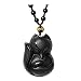 Jovivi Natural Black Obsidian Fox Necklace Healing Crystal Gemstone Necklaces Pendant Protection Amulet Charm