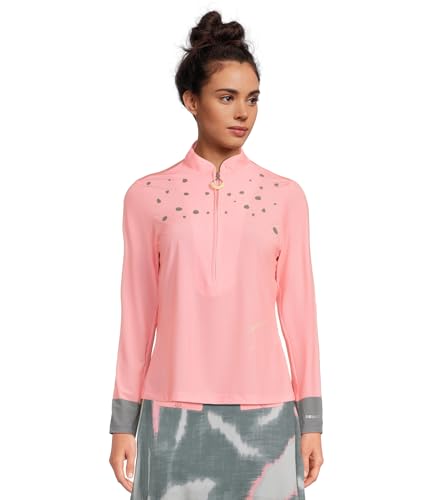 Jamie Sadock Women's Raindrops Print Long Sleeve Sunsense Top, Azalea Pink