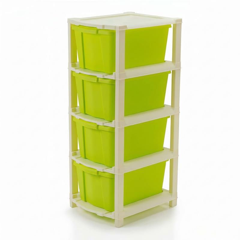 Image of Kavira Plastic Drawer Storage Tower - Space Organizer|Green,4 Layer