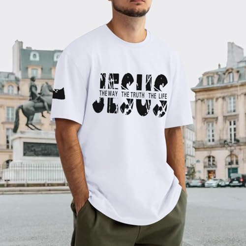 Christian Jesus Faith Shirts for Men God Religious Cross Bible Verse Inspirational Shirt Oversized Graphic Tees Tops3