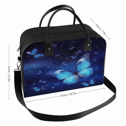 Bolso Tote Azul con Mariposas y Asa Ajustable de Nylon miniatura 2