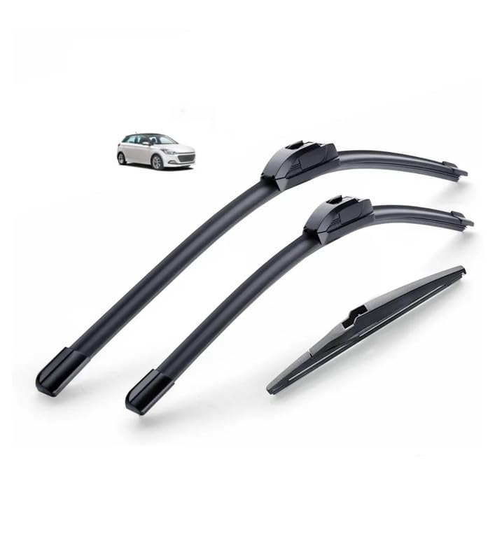 Image of AWB 24 inch+16 inch Frameless /Soft Wiper Blades with 12 inch Rear Specific Wiper Blade Replacement Set for i20,i20 Elite (Set of 3)