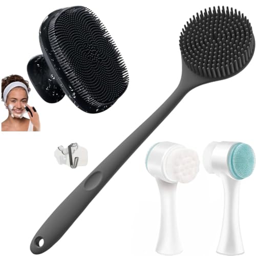 Image of Snika Silicon Brush Combo (long brush-hexa-b face brush-2in1 round scrubber Free hook)
