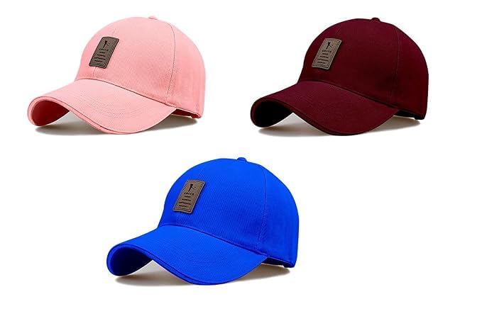Image of rytoria Combo 3 Pcs Cap for Men and Women Unisex Cotton Caps Adjustable Strap Free Size Summer Sports Cricket Gym Dance