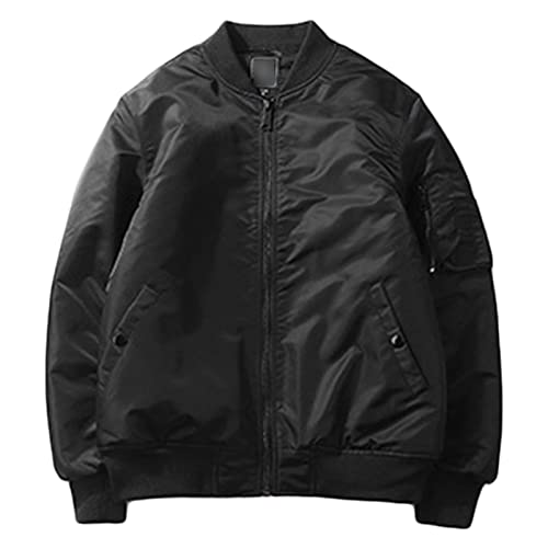 Maiyifu-GJ Men's Lightweight Flight Jacket Spring Casual Softshell Bomber Coat Outwear Vintage Full-Zip Military Windbreaker (Black,4X-Large)