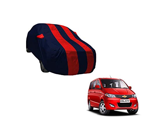 Image of Auto Hub Car Cover Compatible with Chevrolet Enjoy with Weather Proof, Mirror Pocket, Triple Stitched, Enjoy Car Cover- Navy-Red