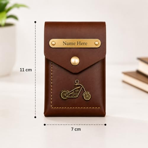 Image of Genuine Leather Vertical Slim Wallet for Men | Pull-String Quick Card Access | RFID Blocking Minimalist Wallet | Compact Front Pocket Wallet with Button Lock (Customized Wallet)