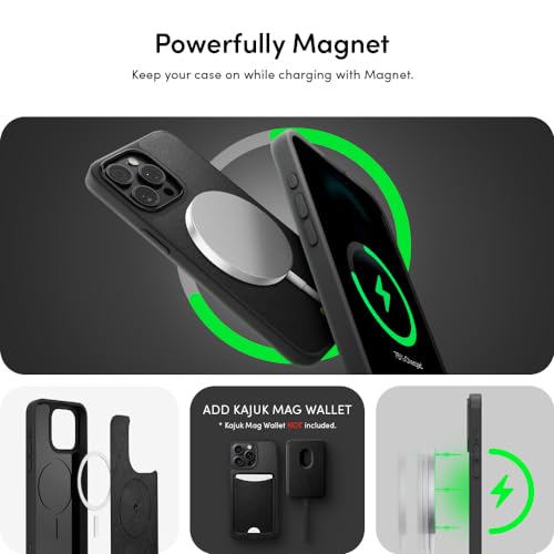 Image of Spigen Cyrill Kajuk Mag for iPhone 15 Pro Case, Faux Leather iPhone 15 Pro Back Cover - Black