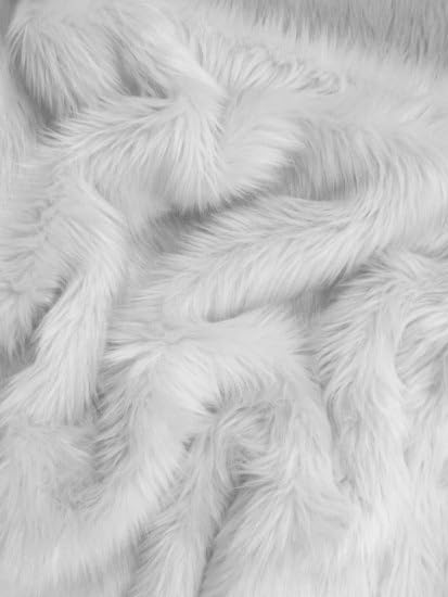 Image of Shaggy Faux Fur Fabric, Super Soft, 6 X 5 Feet (White)
