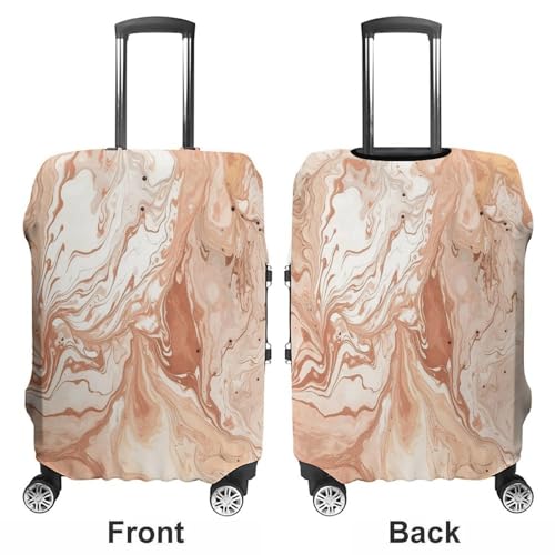 Light Peach And Brown Luggage Cover, Washable Elastic Suitcase Cover Protector Fit 18-32 Inch Luggage3