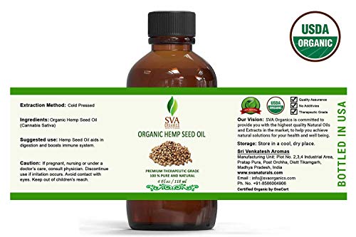 SVA ORGANICS Hemp Seed Oil Cold Pressed 4oz (118 ml) Premium Carrier Oil With Dropper For Skin Care, Hair Care, Scalp Massage, Body Massage, Hair Products, Cosmetics & Soap - Image 5
