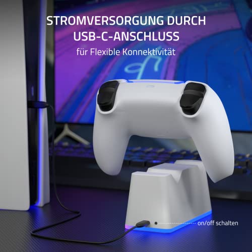 Ladestation für PS5 Controller mit Einstellbarem RGB Licht, 2 Stunden Schnellladung Ladestation Schnelllade, Click-in-Design, LED-Anzeige Intelligenter Sicherer Ladeschutz für Sony Playstation 5 - Image 5