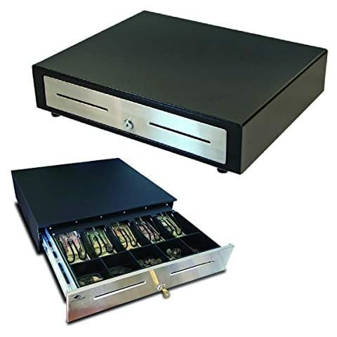 APG Standard- Duty 16” Electronic Point of Sale Cash Drawer | Vasario Series VBS320-1-BL1616 | with CD-101A Cable | Printer Compatible | Plastic Till with 5 Bill/ 5 Coin Compartments | Black Cover