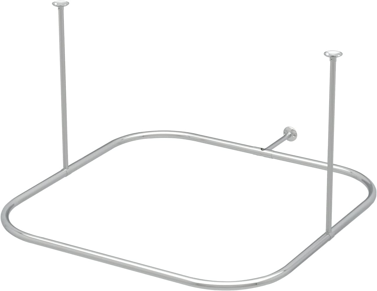 Naiture Hoop Square Clawfoot Tub Shower Curtain Rod with Ceiling Support, 36" L X 36" W Never Rust Stainless Steel, Chrome Finish