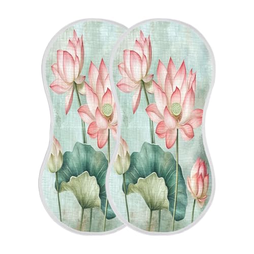 Beautiful Lotus Plant Burp Cloths Cotton Baby Washcloths,Large 22x11in Burping Cloth Absorbent and Soft for Newborn Baby Boys and Girls,4 Pack2